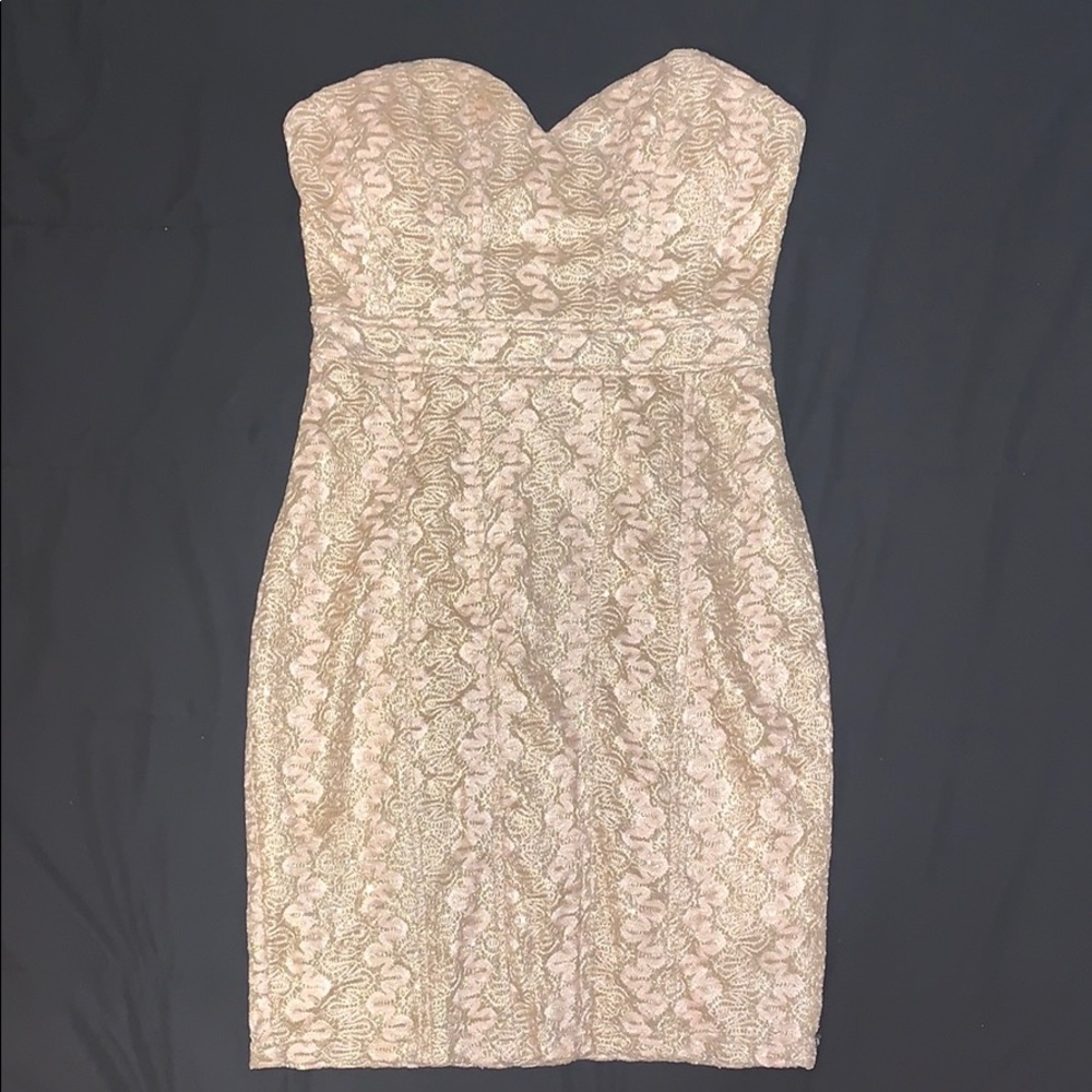 Gold strapless dress
